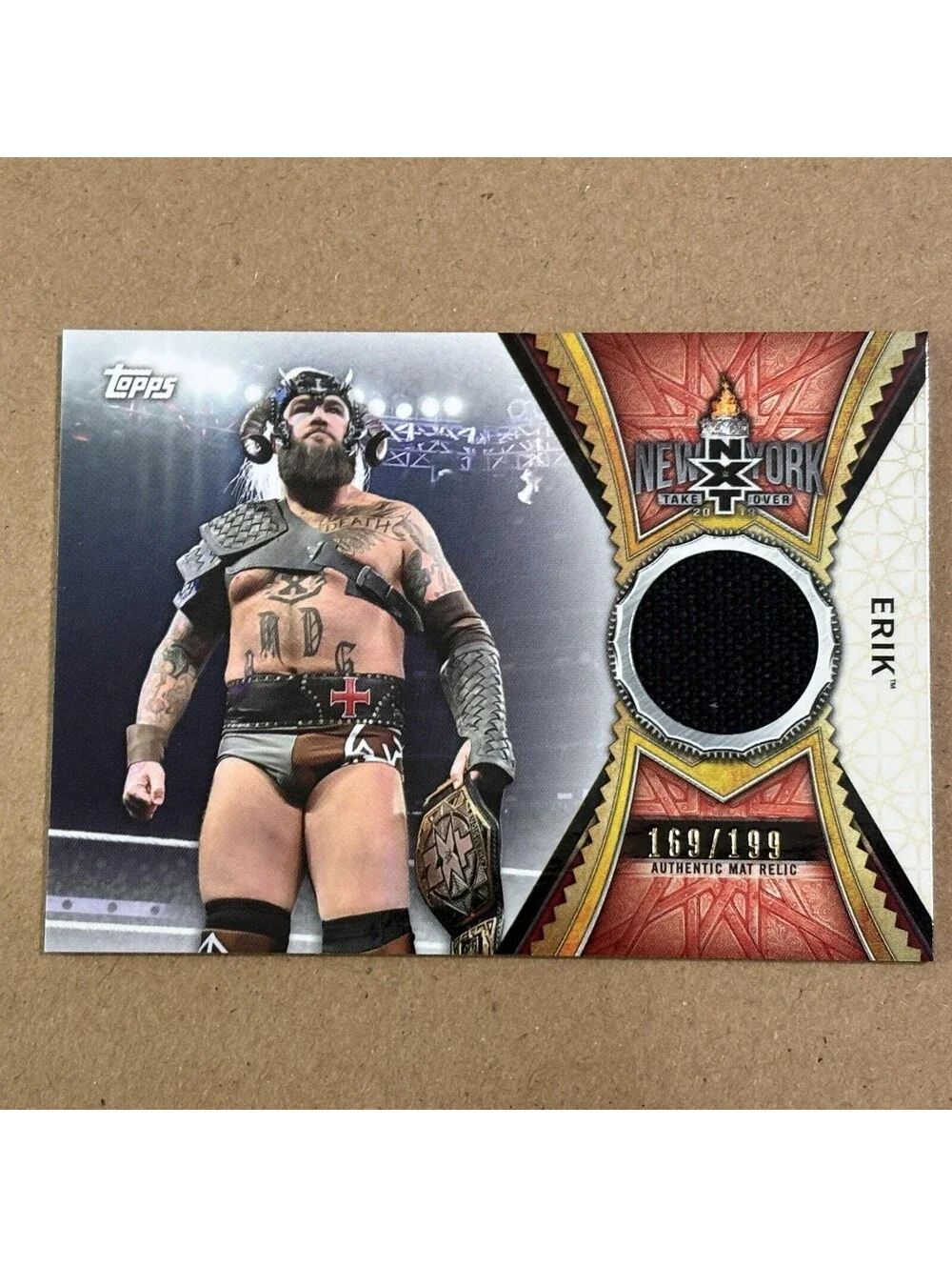 2020 Topps Road to WrestleMania Erik #MR-ER Superstar Mat Relics #/199